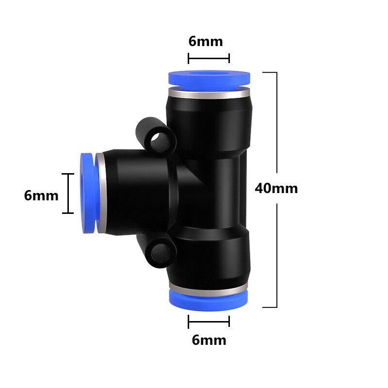 1/4" Pneumatic Push To Connect Fitting Branch Tee Union Air Tube OD 6mm 10PCS - Image 2 of 4