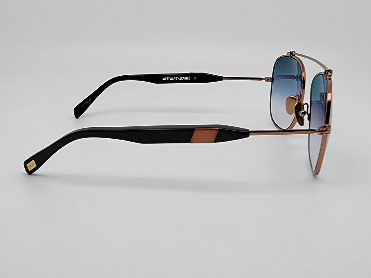 Westward Leaning Malcom No Middle 07 Rose Gold Frame Navy Blue Lens Sunglasses malcolmNoMiddle_3_threeQuarter  main image 2