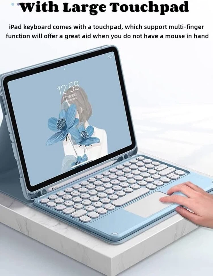 Elegant 10.5 Inch Galaxy Tab A8 Keyboard Case with Touchpad & Auto Sleep - Blue - Image 4 of 4