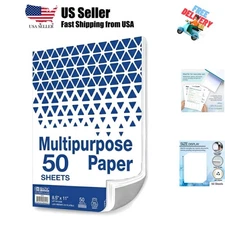 50 SHEETS 8.5" x 11" White Multipurpose Paper, 20 LB 75 gsm, Copy Paper Fax L...