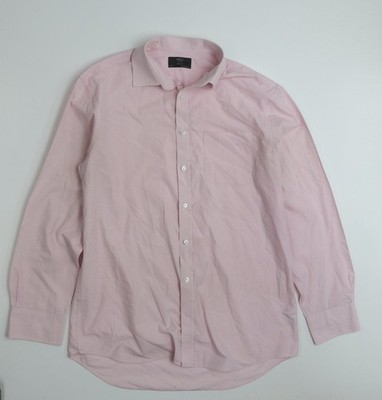 Marks and Spencer Herren Rosa Kariert Polyester Knopfleiste Größe 16 Kragen Knopf
