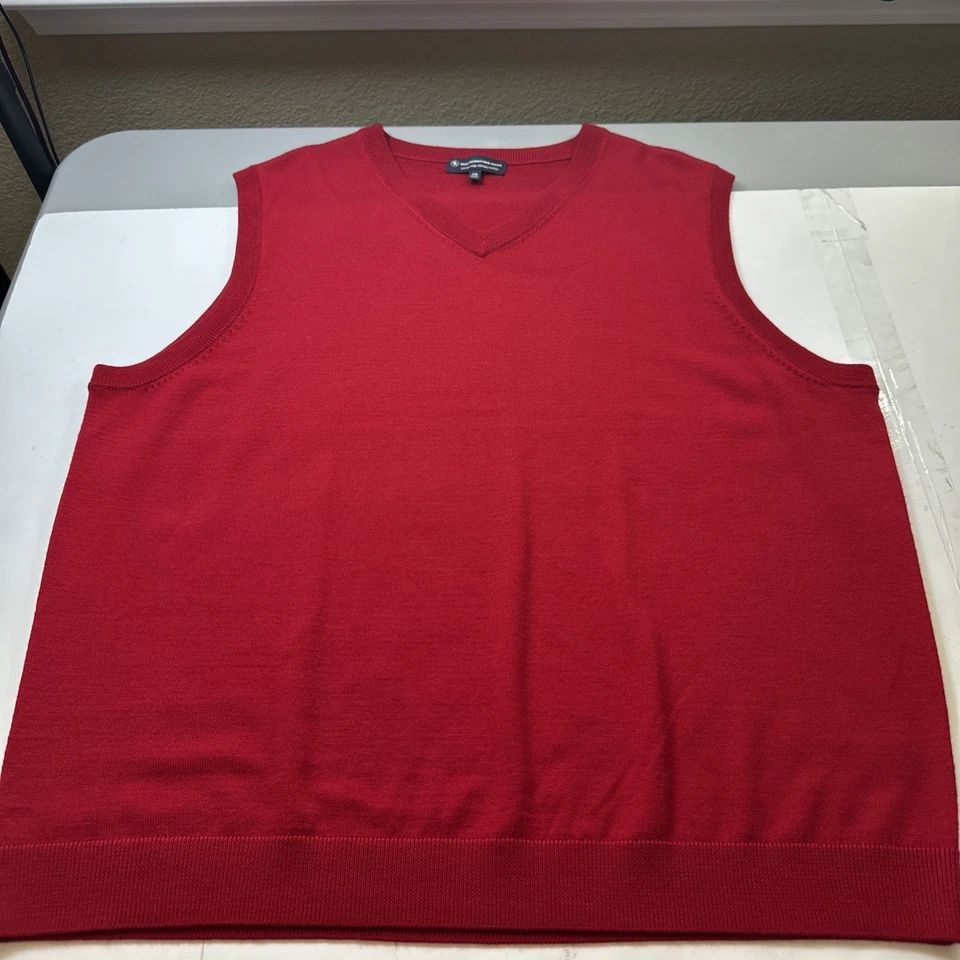 HART SCHAFFNER MARX Mens Extra Fine Merino Wool Sweater Vest Red Size 2XB #003 - Image 2 of 4
