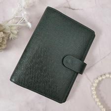 Louis Vuitton Taiga Agenda PM Notebook Cover Green Leather 6 Ring Organizer Spai