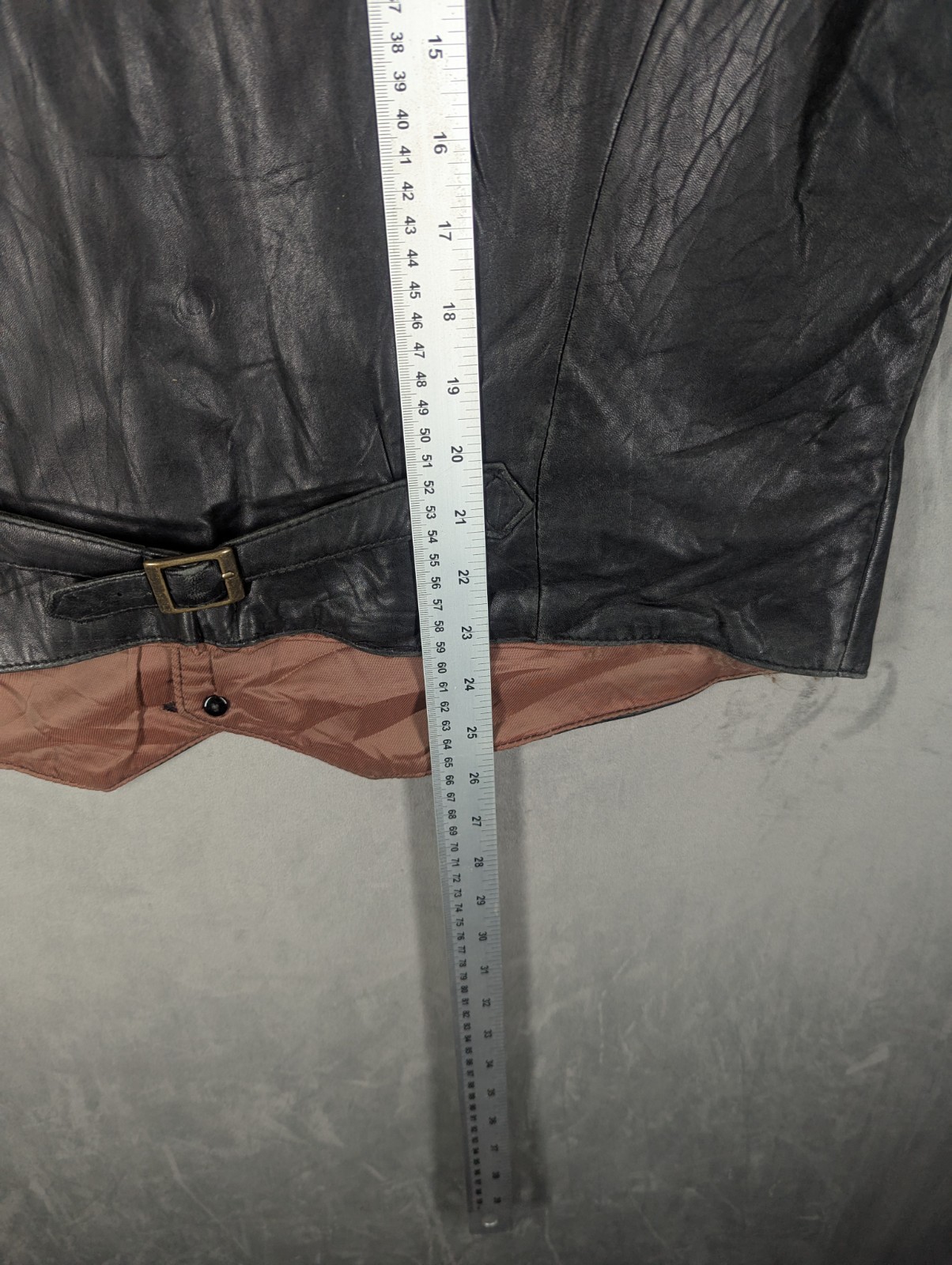 Trapper Leather Vest Waistcoat Size Large Buckle Adjustment Black Nylon Lined image 9