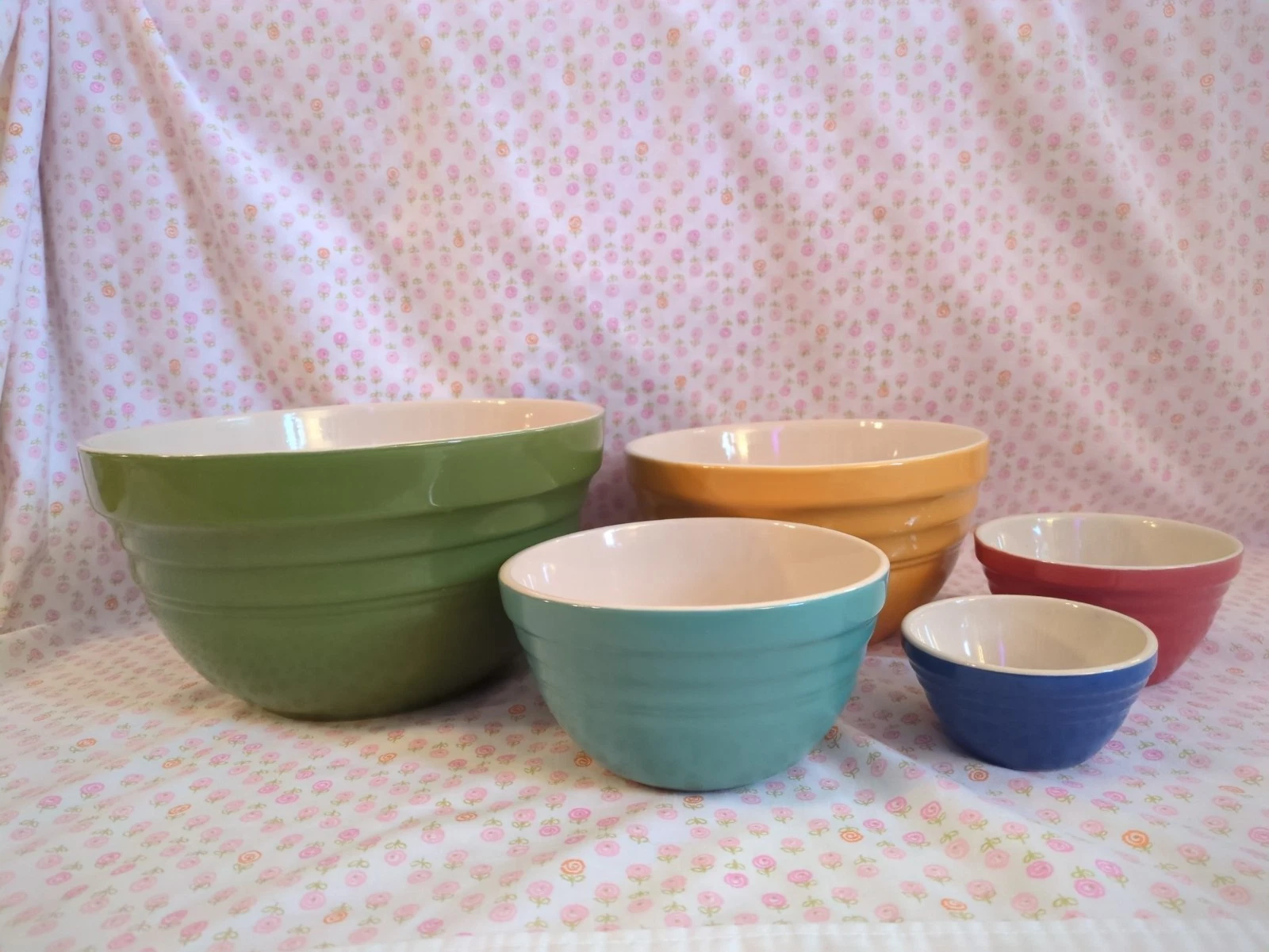 CHEFS 5-piece Stoneware Mixing Bowl Set Multi-Color READ AS IS
