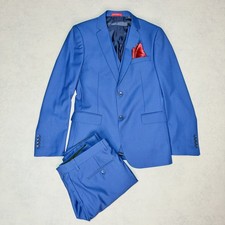 Italian Suit Co Men’s Royal Blue 3 Piece Suit Jacket 42R Trouser 32 VGC