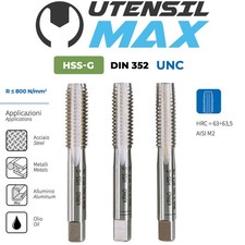 SERIE 3 PZ. MASCHI A MANO IN HSS FILETTATURA SINISTRA AMERICANA UNC