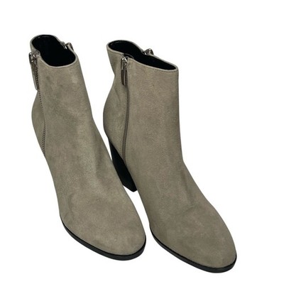 Nine West Neva2 Double Zip Ankle Boots Block Heel Gray Women's Size 8.5M