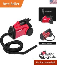 Canister Vacuum Red Lightweight Carpet Bare Floor 20ft Cordless Bagless