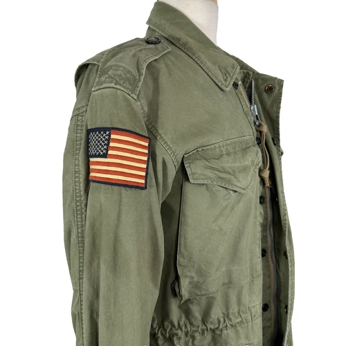 Polo Ralph Lauren Men's Sz S Military Army Fatige Jacket Green USA Flag Badge - product listing photo