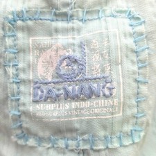 Da-Nang Cargo Pants Womens Lg Blue Good Embroidered Y2K Wide Leg Unhemmed