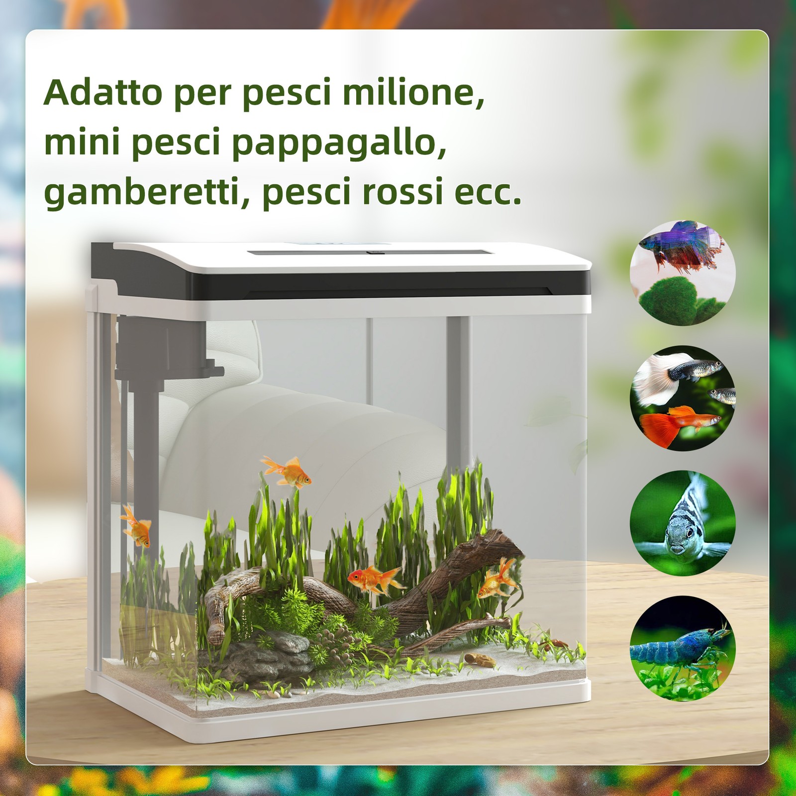 Acquario da 13 litri con illuminazione LED foto 4
