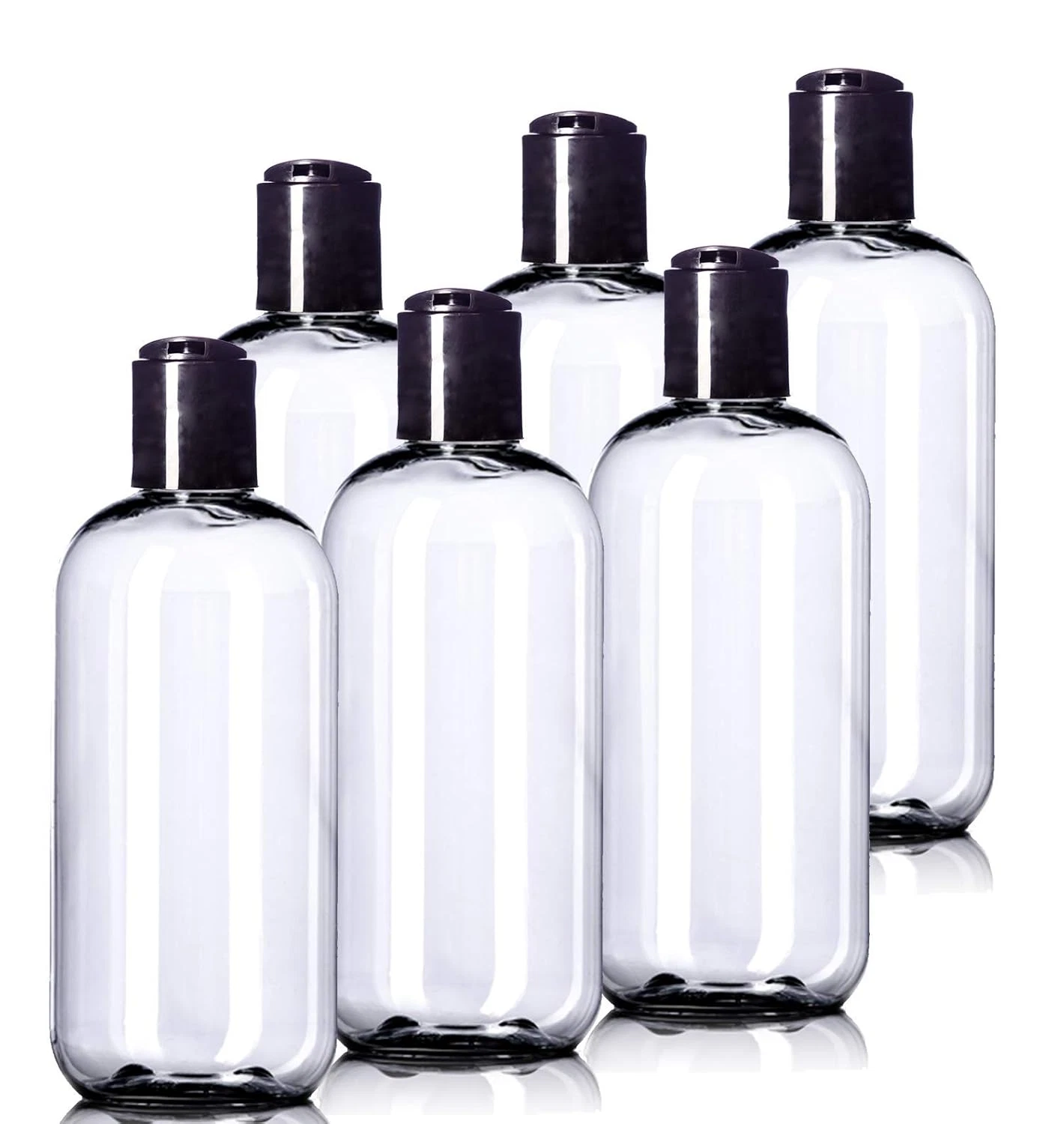 6 Pack Botellas De Plastico De 8oz Con Tapa De Disco Y Etiquetas Para Viajes