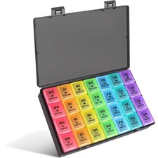 Tablettenbox 7 Tage 4 Fächer Großfächer Schwarz Medizin Aufbewahrungsbox