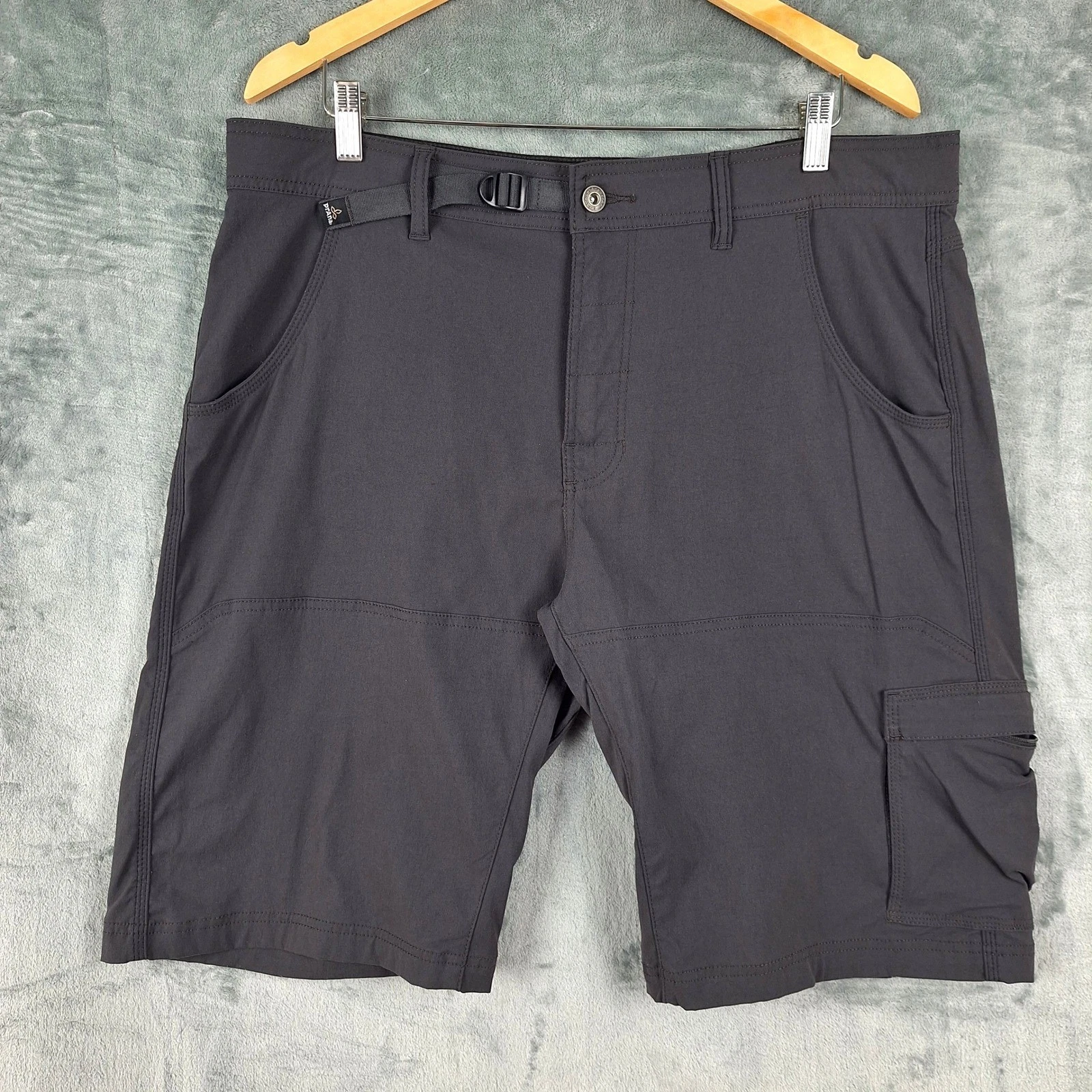 Prana Shorts Mens 36 Gray Zion Cargo Utility Belted Outdoor Hiking Chino Stretch