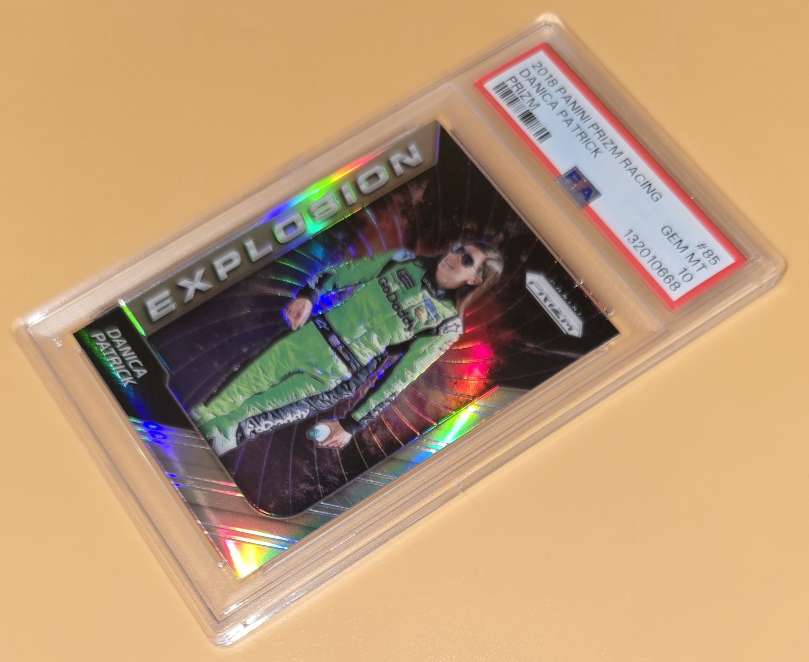 Danica Patrick PSA 10 Low Pop Silver Prizm Explosion 2018 Panini Prizm Racing 85 view 4