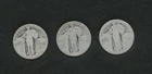 3 Dateless STANDING LIBERTY QUARTERS  90% Silver "Slick"  Lot No Dates