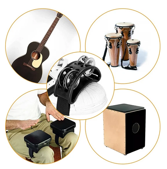 Fuß-Tamburin mit Metallklammern – Tamburin-Schuhe für Gitarre, Party und Fußschl - Bild 3 von 4
