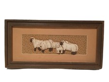 1986 Hard To Find Vtg Hunting Creek Crafts Sculptured Sheep Country Scene 18x9''