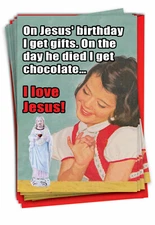 B1113 Set of 12 I Love ... Unique Funny Christmas Cards with Card Envelopes