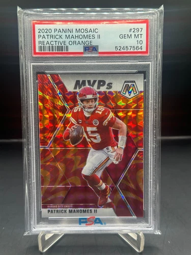 2020 Panini Mosaic Patrick Mahomes Reactive Orange #297 Chiefs PSA 10
