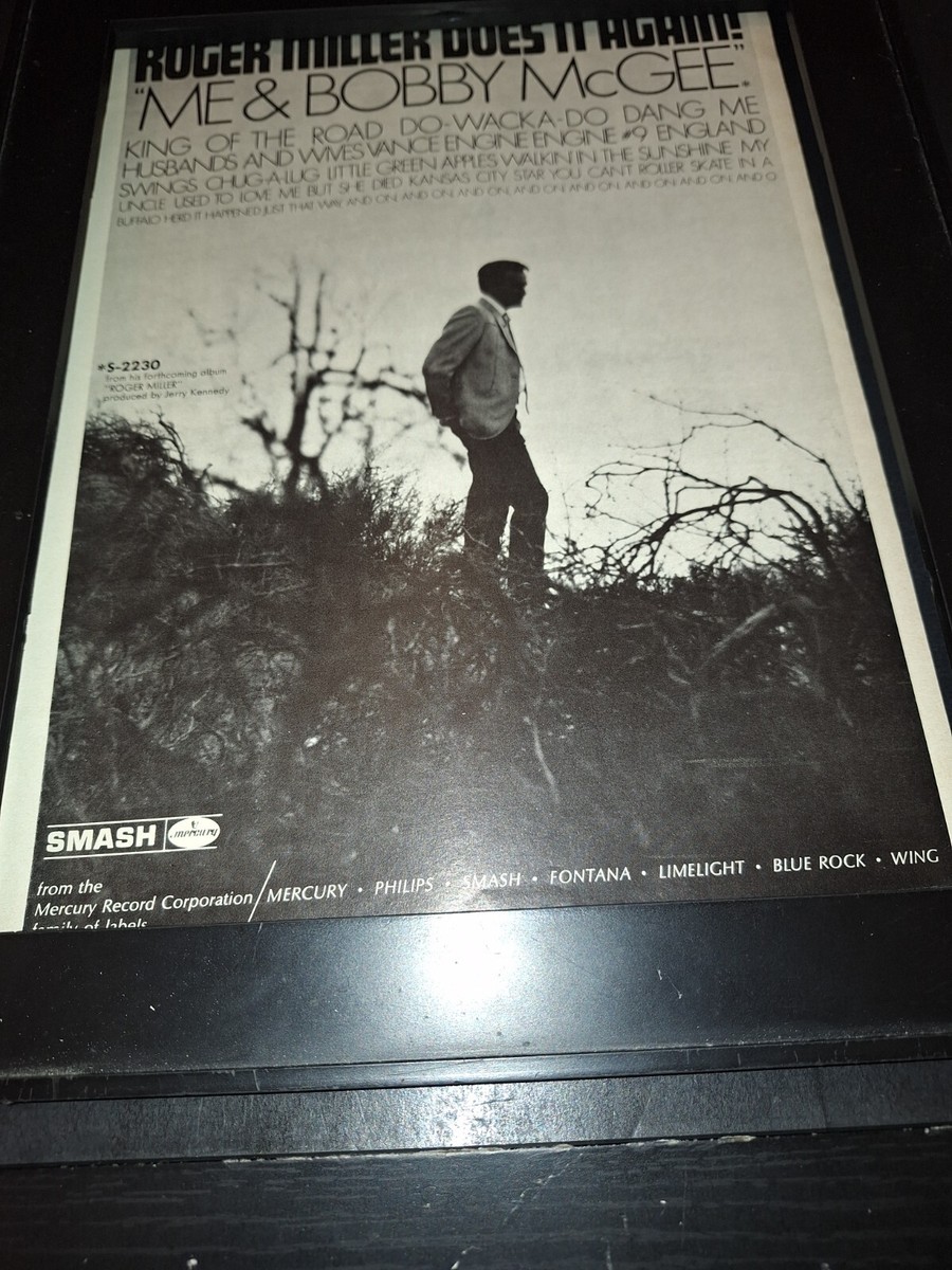 Roger Miller Me And Bobby McGee Rare Original Promo Poster Ad Framed!