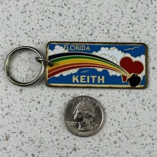 Keith Name Florida Vintage Travel Souvenir Keychain Key Ring #50123