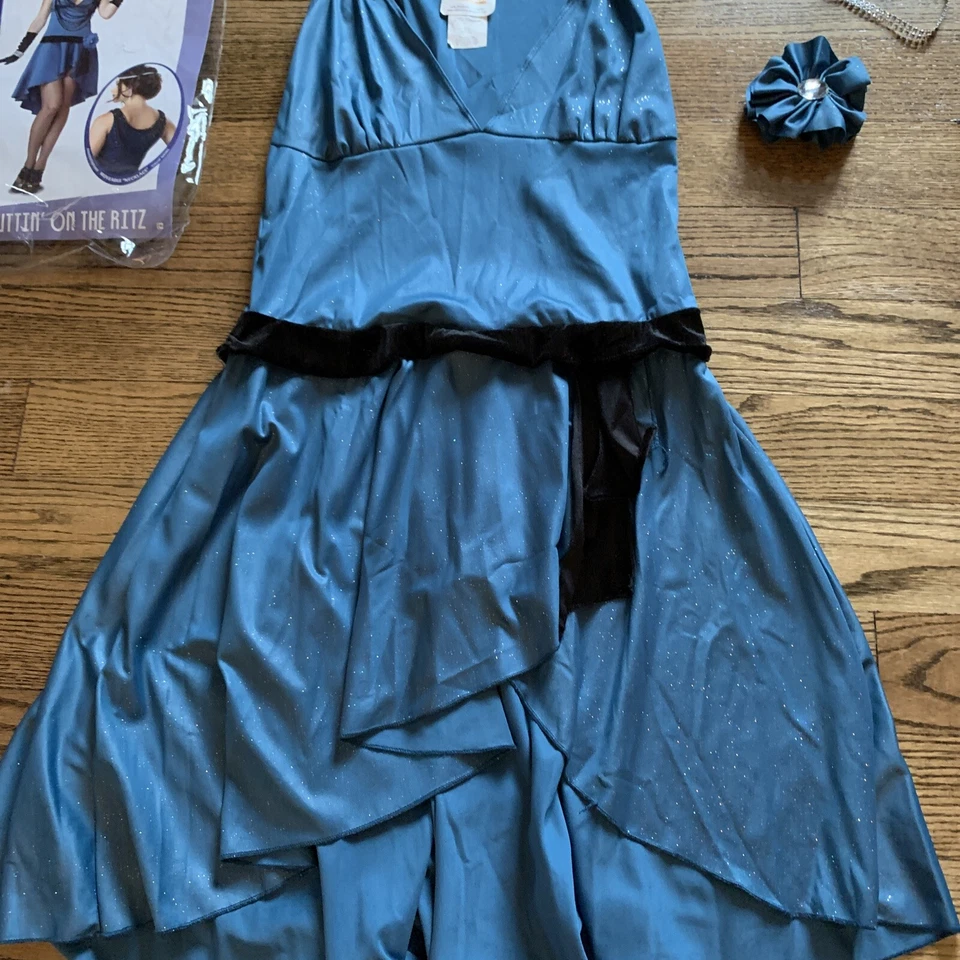 Disfraz de Halloween Ritz Flapper años 20 para mujer adulta azul verdoso negro talla pequeña Foto 3 de 4