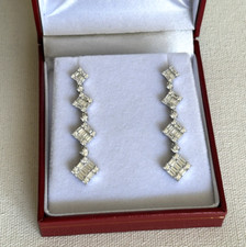 Simulated Diamond Hanging Earrings 925 Sterling Silver