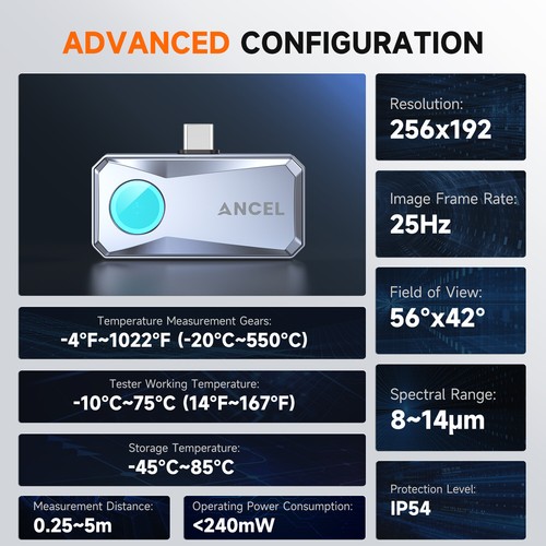 ANCEL IR101 Thermal Camera for Android-C Professional Grade 256x192 IR Resolutio - Picture 7 of 20