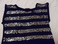 WOMAN JUNIOR SIZE LG ALMOST FAMOUS THE BUCKLE SILVER SEQUIN ACCENTED SHIRT BLING