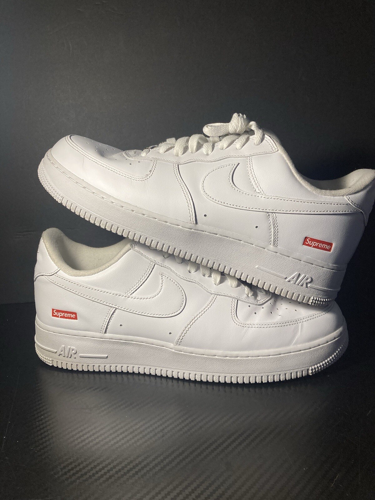 Size 10.5 - Nike Air Force 1 x Supreme Low Box Logo - White
