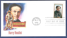 HARRY HOUDINI ESCAPE ARTIST AND MAGICIAN 2002 FLEETWOOD CACHET FDC  VF UNADDR