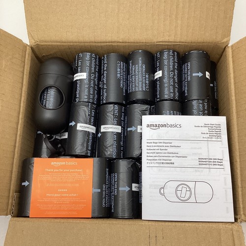 Amazon Basics Dog Waste Bags with Dispenser and Leash Clip 900 Pieces