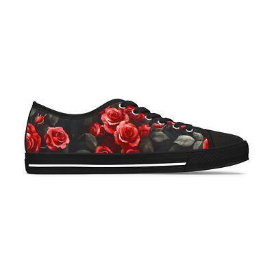 Bridal Sneakers, Wedding Shoes, Red Roses Low Top Sneakers