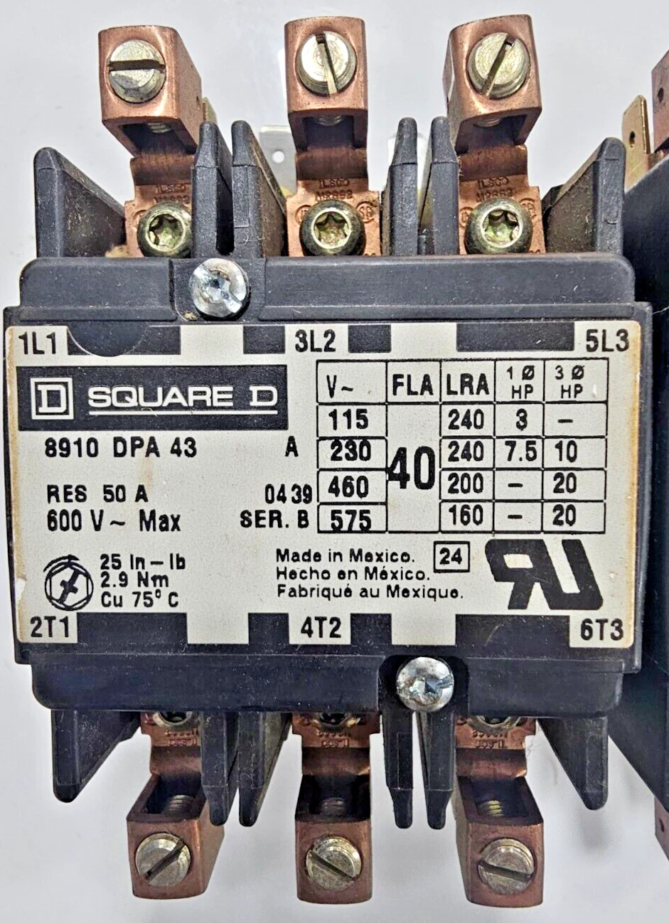 SQUARE D 110-120V New - Surplus Motor Control Contactor