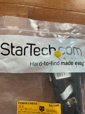 StarTech 10ft Heavy Duty Power Extension Cord NEMA 5-15P to 5-15R Black 3M