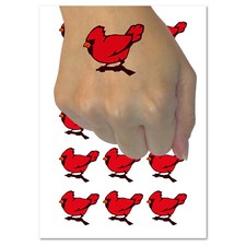Winter Cardinal on Branch Temporary Tattoo Water Resistant Fake Body Art Set