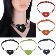 Punk Style Double Love Lock Buckle Choker Collar Neck Chain Strap Necklace
