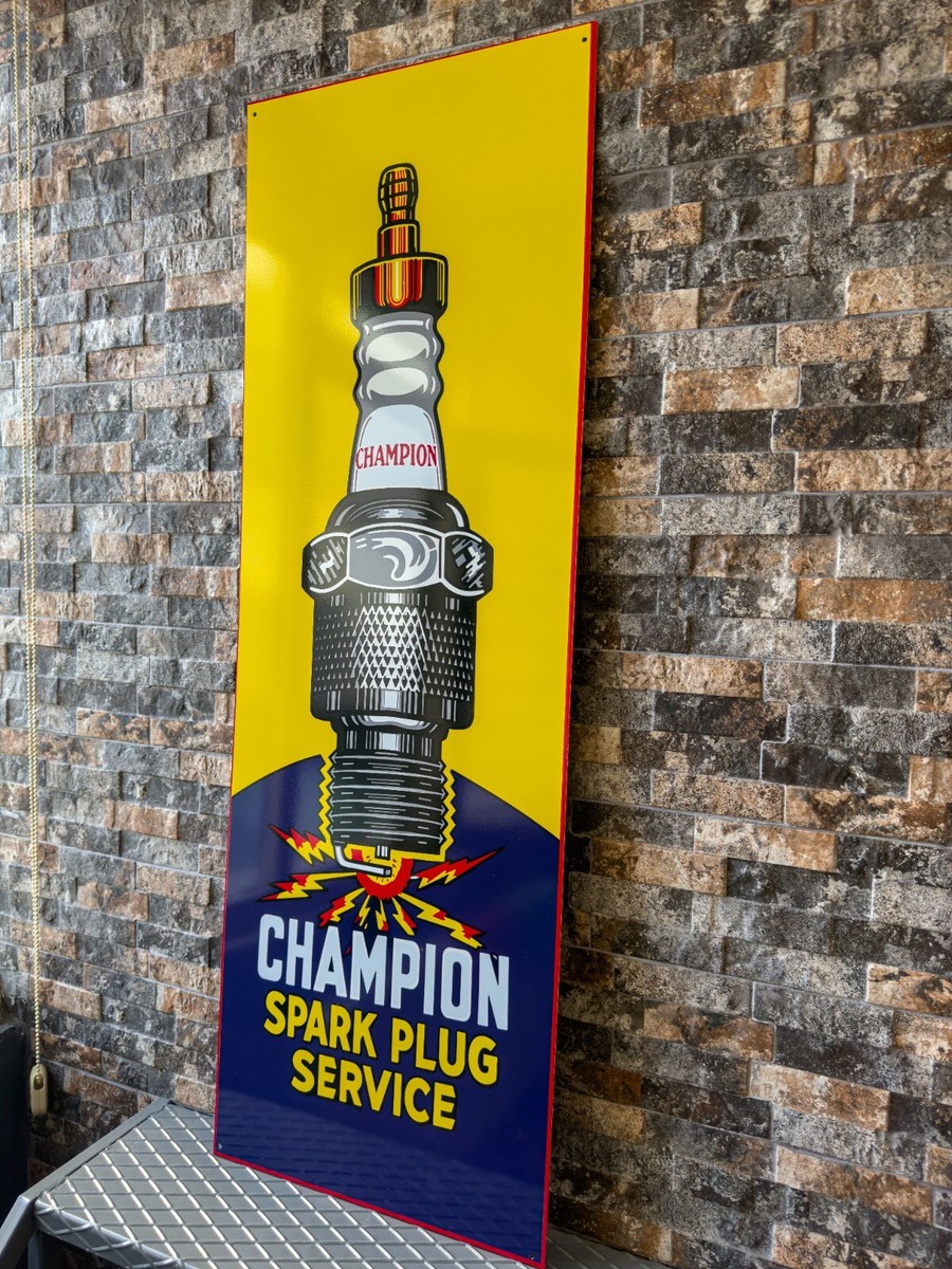 Vintage Champion Spark Plug Heavy Metal Sign- XXXL (118x40 cm) | eBay