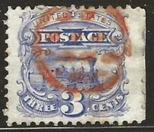 114 RED GRID FANCY CANCEL on STRADDLE MARGIN JUMBO Skinner & Eno SD-G 55 RARE !!