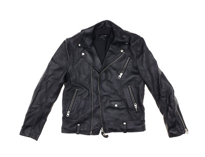 Mackage X7209 Mens Black Leather Biker Jacket Size 38