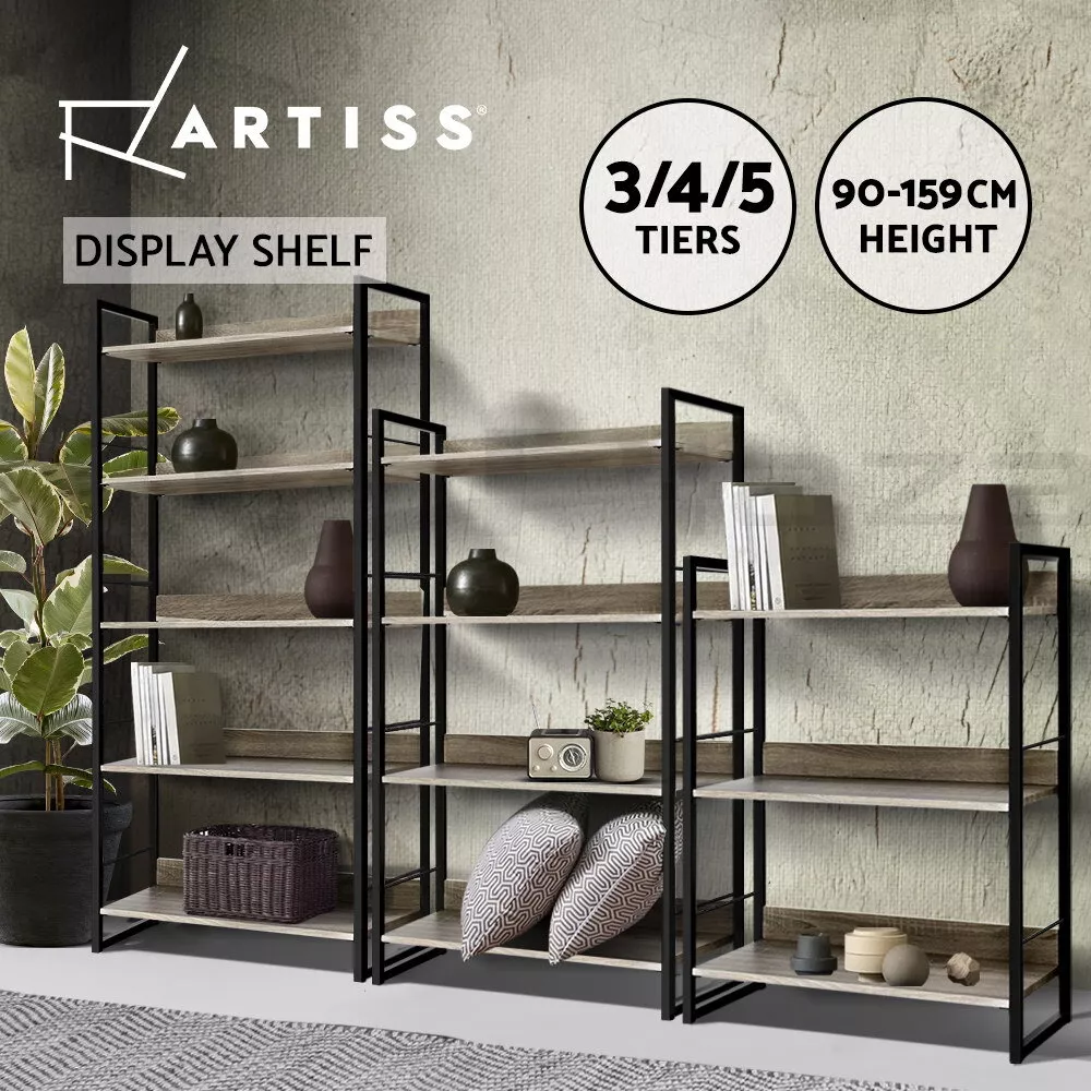 Artiss Bookshelf Display Shelf Metal Storage Industrial 90 125