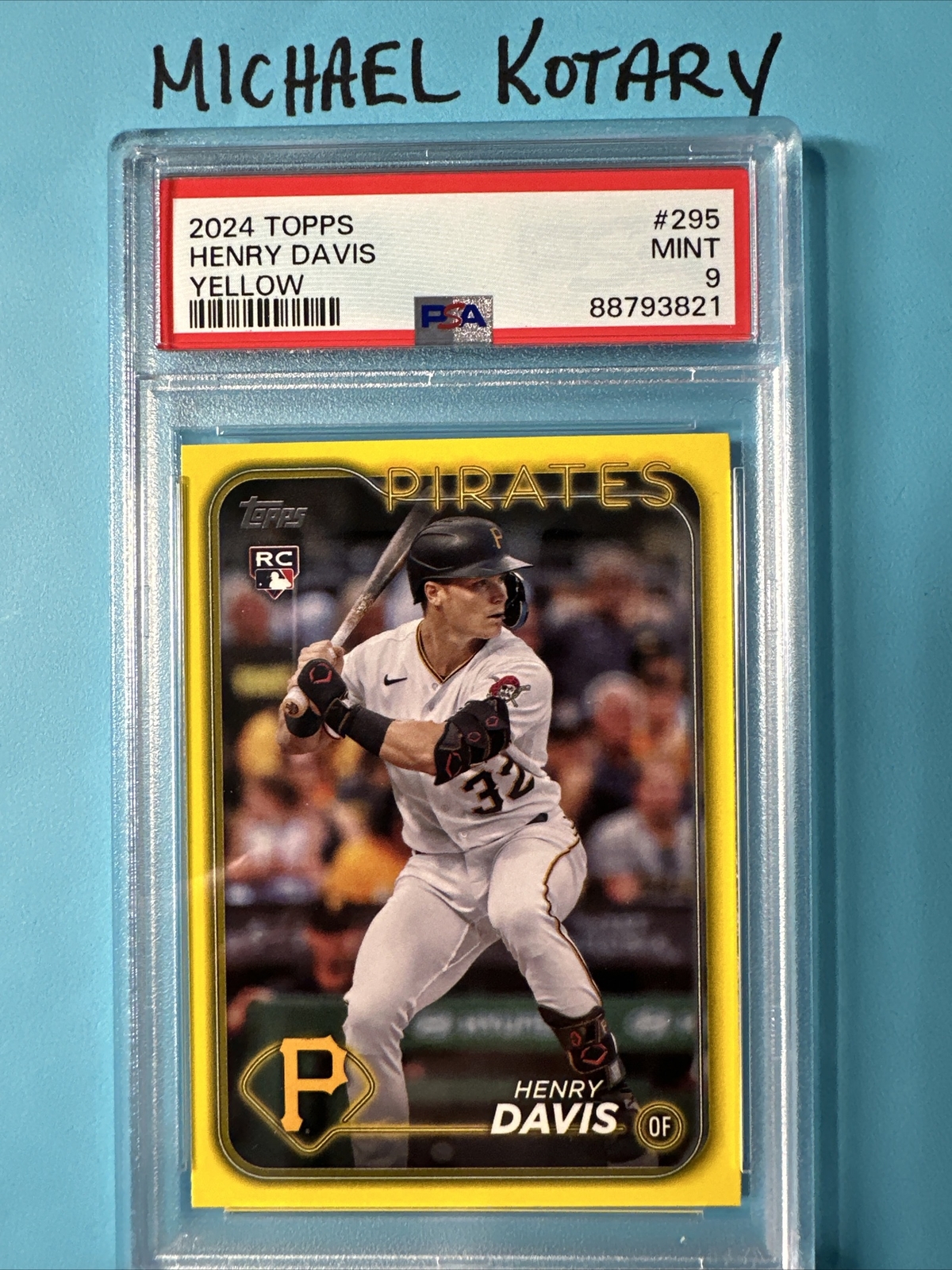 HENRY DAVIS 2024 TOPPS YELLOW PSA 9 SP PIRATES ROOKIE #295