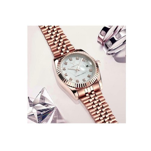 Ladies Watch Rose Gold White Women Woman Smart Watches Two Tone Present UK - Picture 3 of 8