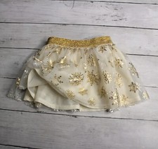 Holiday Time Baby Girl's Tutu Skirt Size 12 Months Ivory Gold Snowflake