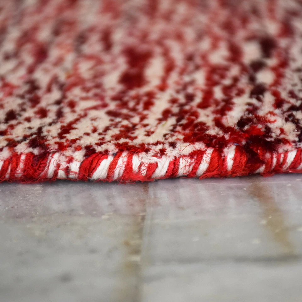 Alfombra ecológica anudada a mano telar mezcla de seda naranja liso blanco BBLSM111 Foto 4 de 4