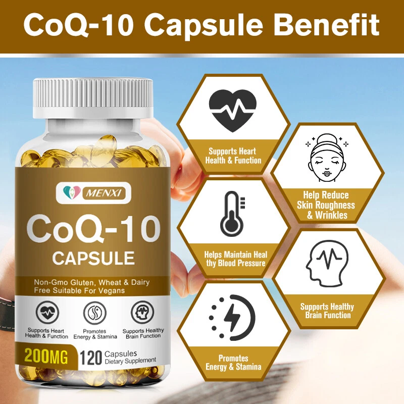 480PCS MENXI 200mg CoQ10 Coenzyme Q10 Vegan Capsules Energy Support Heart Health - Image 2 of 4