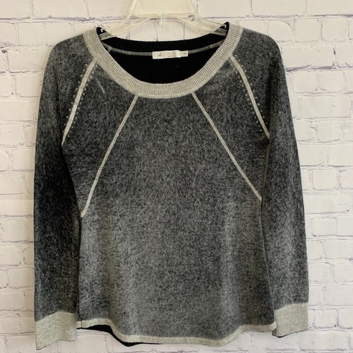 Raffi 100% Kaschmir Pullover Gr. XS grau schwarz Rundhalsausschnitt - Bild 1 von 9