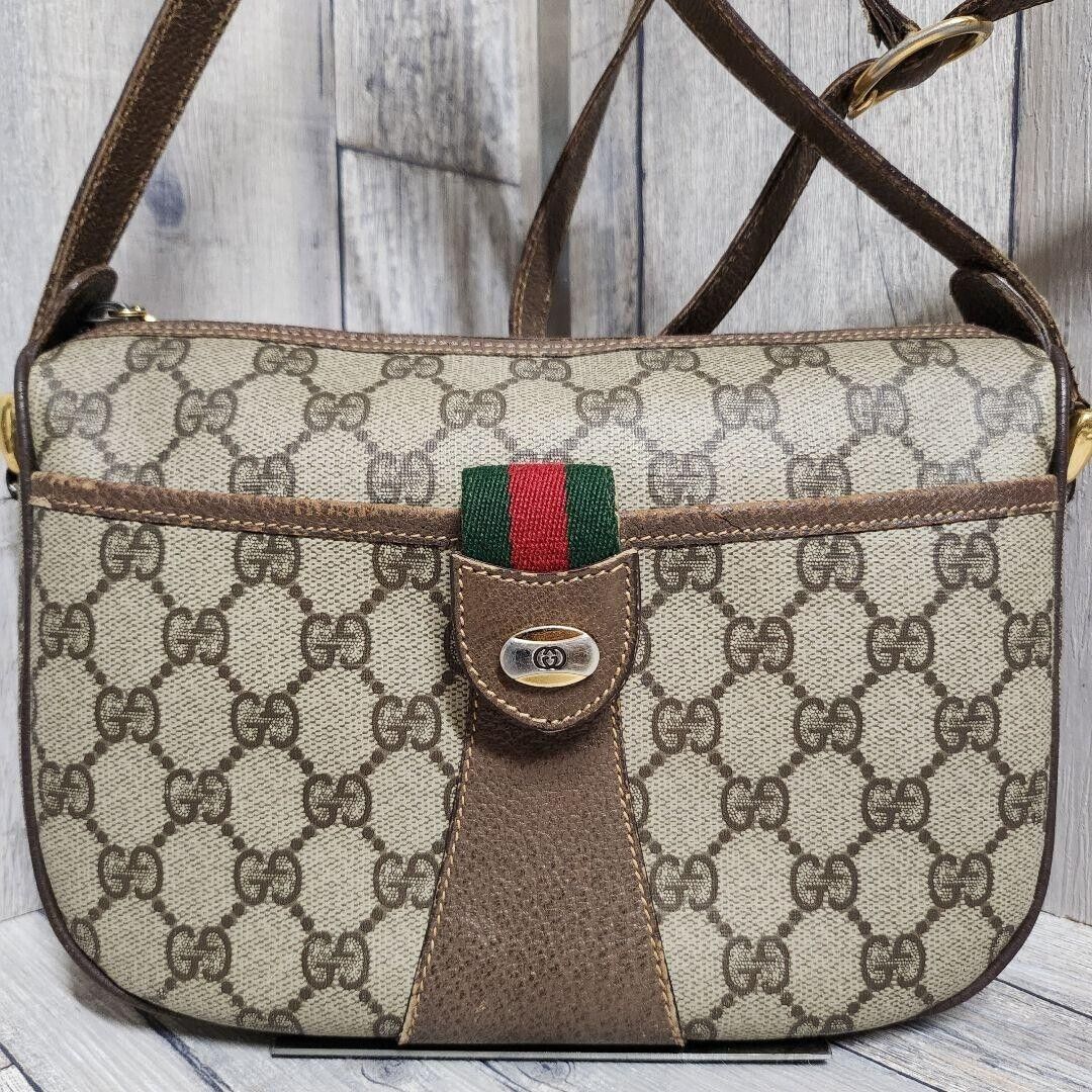 GUCCI Sherry Line Old Gucci Shoulder Bag Pvc Brown Vintage GUCCI Sherry Line Old Gucci Shoulder Bag Pvc Brown Vintage